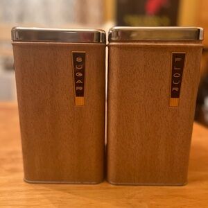 Vintage Brown Metal Canisters